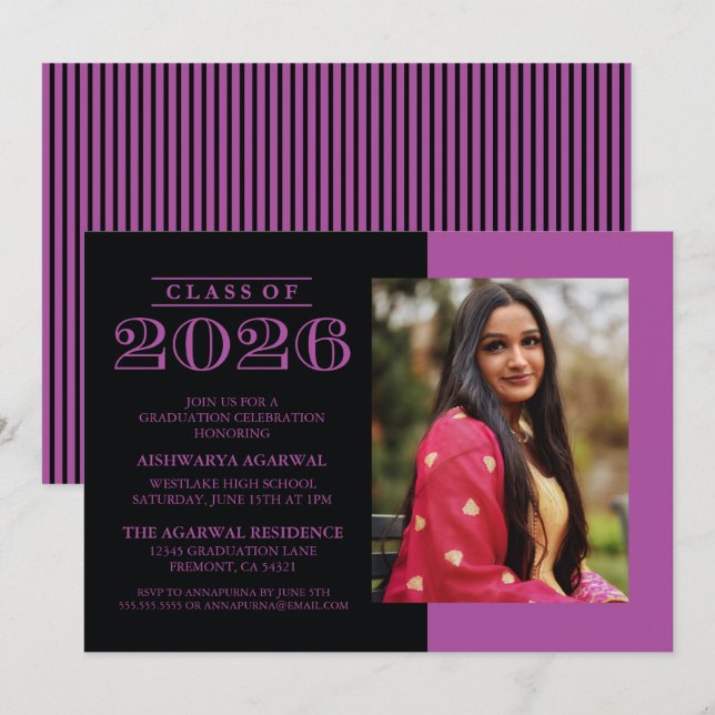 INVITATION DE FIN D'ÉTUDES PROMOTION 2026 CLASSIQU (Devant / Derrière)