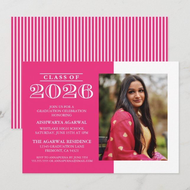 INVITATION DE FIN D'ÉTUDES PROMOTION 2026 CLASSIQU (Devant / Derrière)