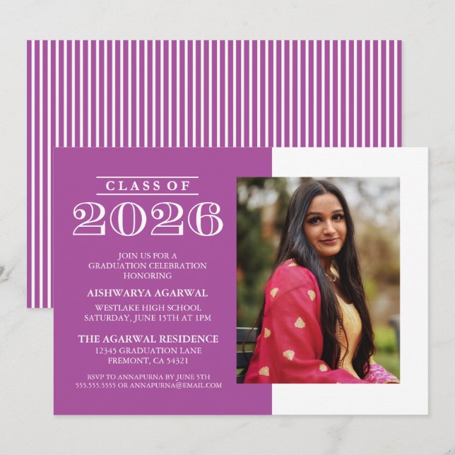 INVITATION DE FIN D'ÉTUDES PROMOTION 2026 CLASSIQU (Devant / Derrière)