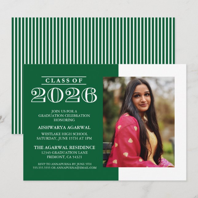 INVITATION DE FIN D'ÉTUDES PROMOTION 2026 CLASSIQU (Devant / Derrière)