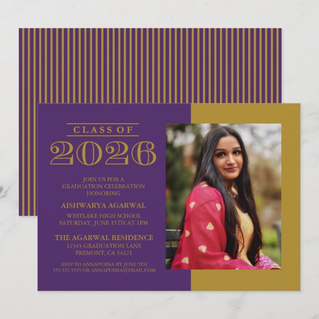 INVITATION DE FIN D'ÉTUDES PROMOTION 2026 CLASSIQU (Devant / Derrière)