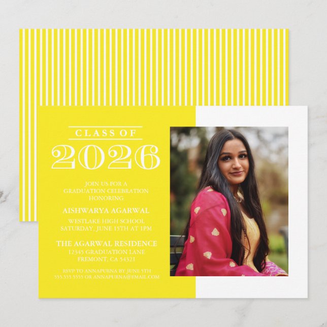 INVITATION DE FIN D'ÉTUDES PROMOTION 2026 CLASSIQU (Devant / Derrière)