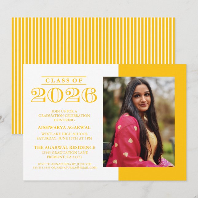 INVITATION DE FIN D'ÉTUDES PROMOTION 2026 CLASSIQU (Devant / Derrière)