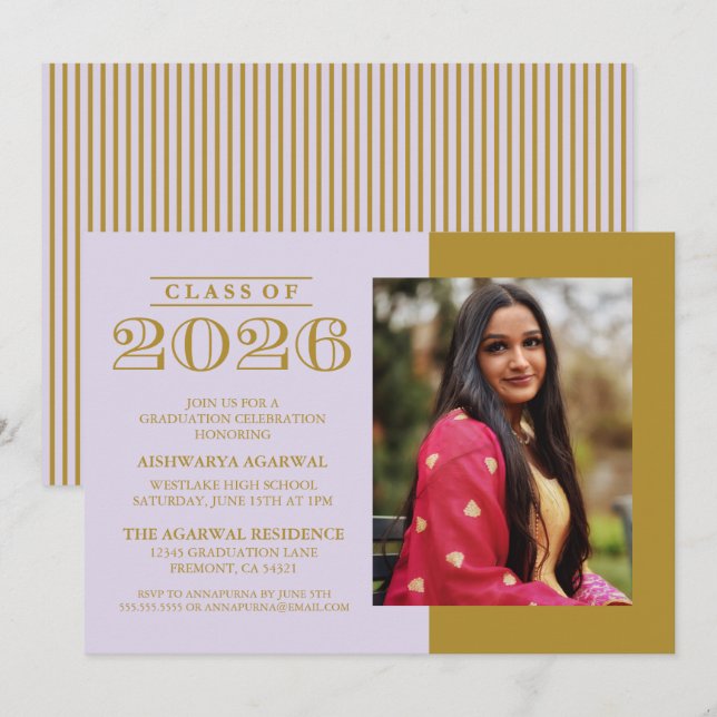 INVITATION DE FIN D'ÉTUDES PROMOTION 2026 CLASSIQU (Devant / Derrière)