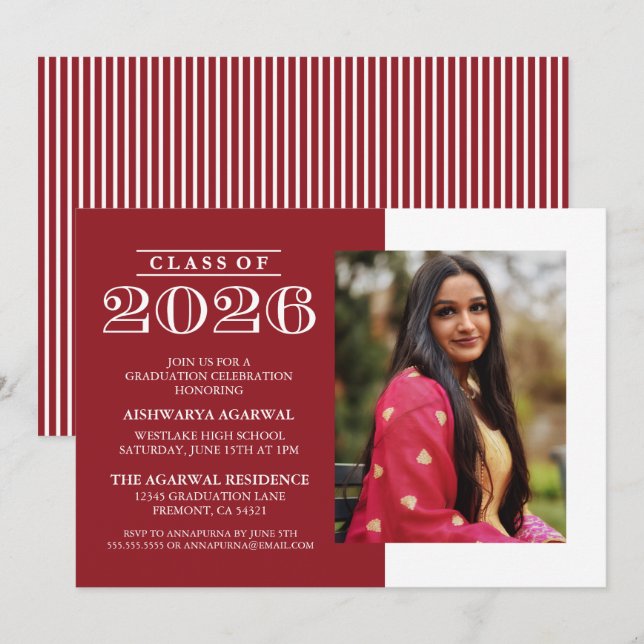INVITATION DE FIN D'ÉTUDES PROMOTION 2026 CLASSIQU (Devant / Derrière)