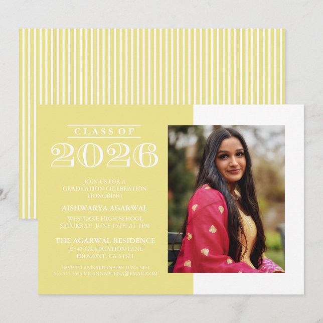 INVITATION DE FIN D'ÉTUDES PROMOTION 2026 CLASSIQU (Devant / Derrière)
