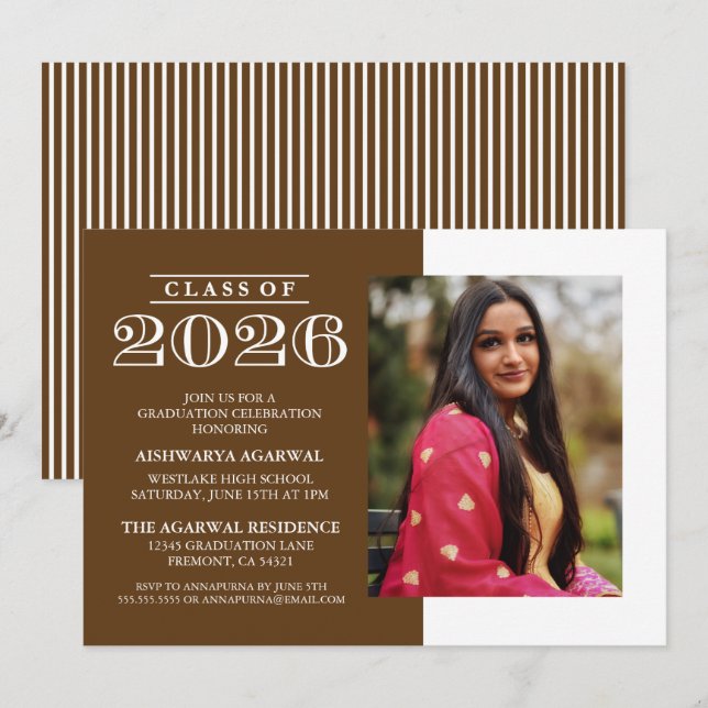 INVITATION DE FIN D'ÉTUDES PROMOTION 2026 CLASSIQU (Devant / Derrière)