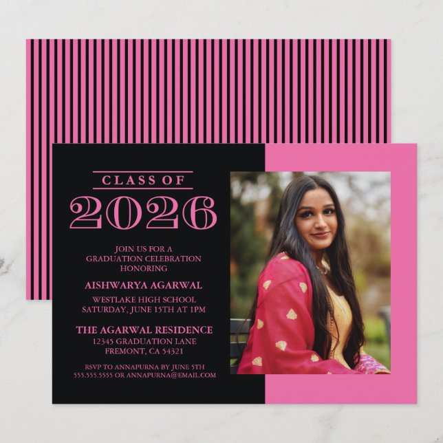INVITATION DE FIN D'ÉTUDES PROMOTION 2026 CLASSIQU (Devant / Derrière)