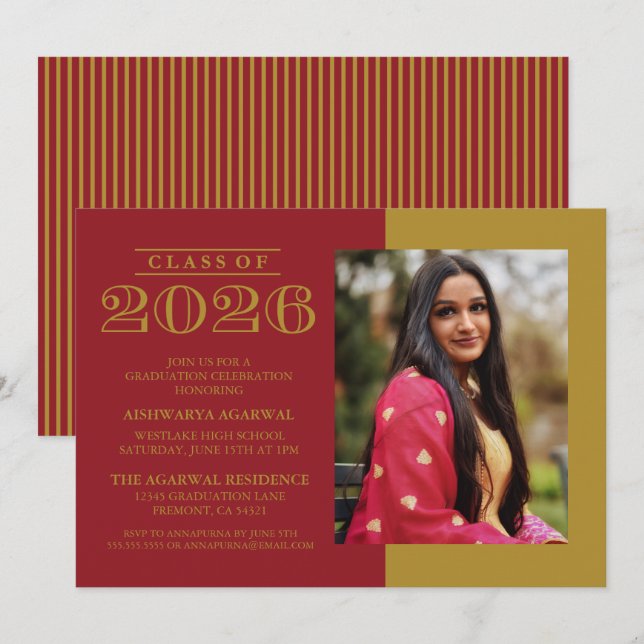 INVITATION DE FIN D'ÉTUDES PROMOTION 2026 CLASSIQU (Devant / Derrière)