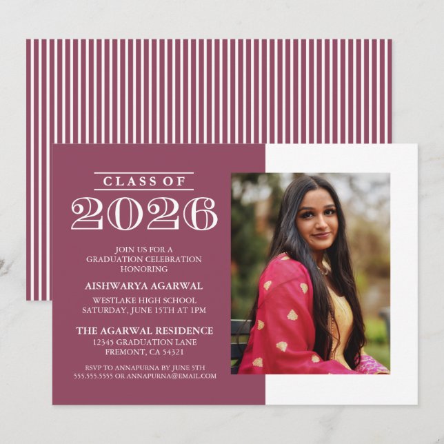 INVITATION DE FIN D'ÉTUDES PROMOTION 2026 CLASSIQU (Devant / Derrière)