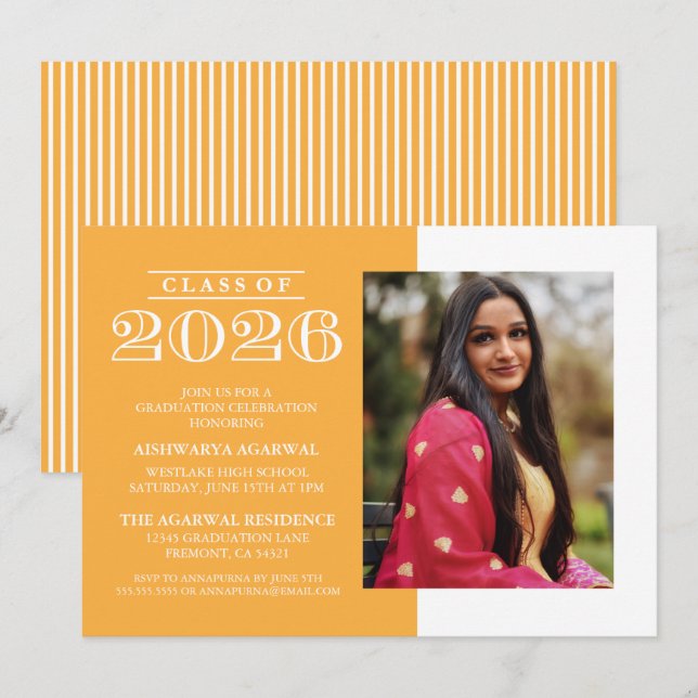 INVITATION DE FIN D'ÉTUDES PROMOTION 2026 CLASSIQU (Devant / Derrière)