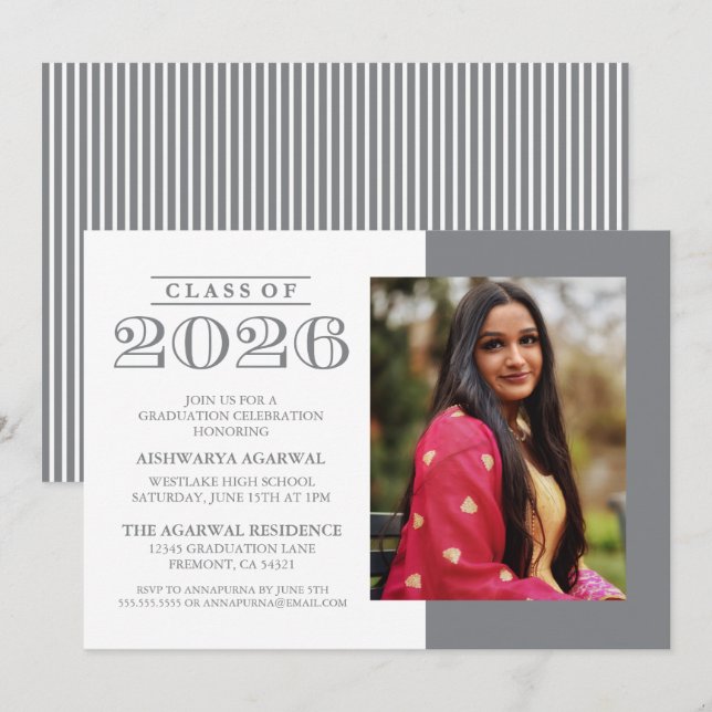 INVITATION DE FIN D'ÉTUDES PROMOTION 2026 CLASSIQU (Devant / Derrière)