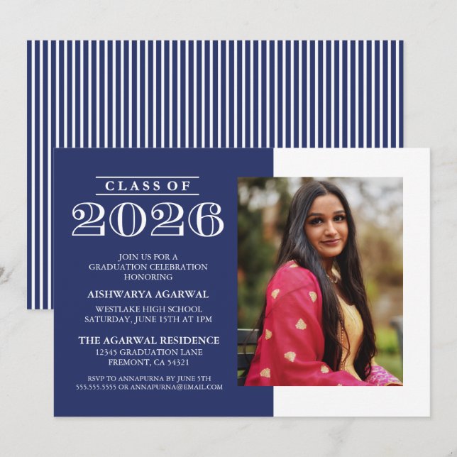 INVITATION DE FIN D'ÉTUDES PROMOTION 2026 CLASSIQU (Devant / Derrière)