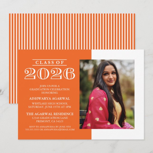 INVITATION DE FIN D'ÉTUDES PROMOTION 2026 CLASSIQU (Devant / Derrière)