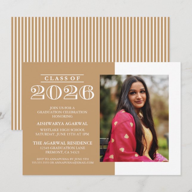 INVITATION DE FIN D'ÉTUDES PROMOTION 2026 CLASSIQU (Devant / Derrière)