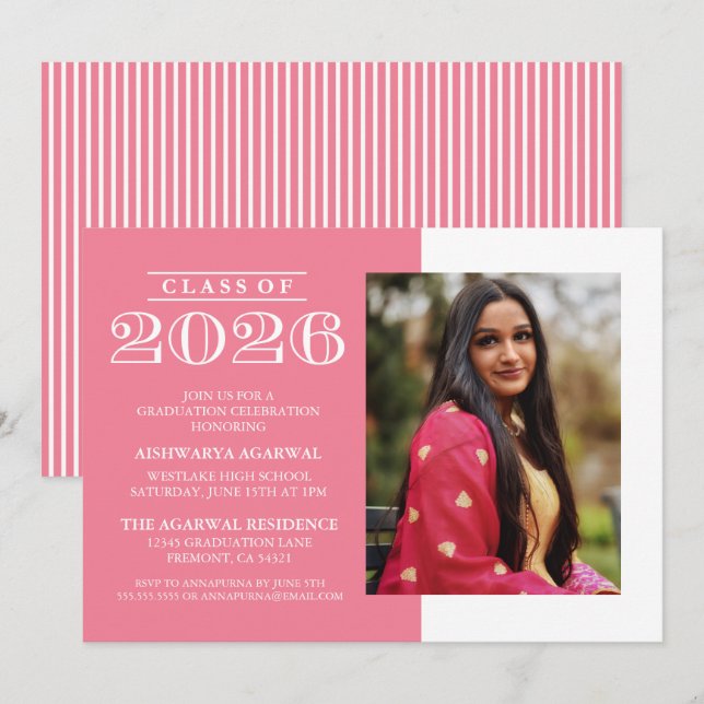 INVITATION DE FIN D'ÉTUDES PROMOTION 2026 CLASSIQU (Devant / Derrière)