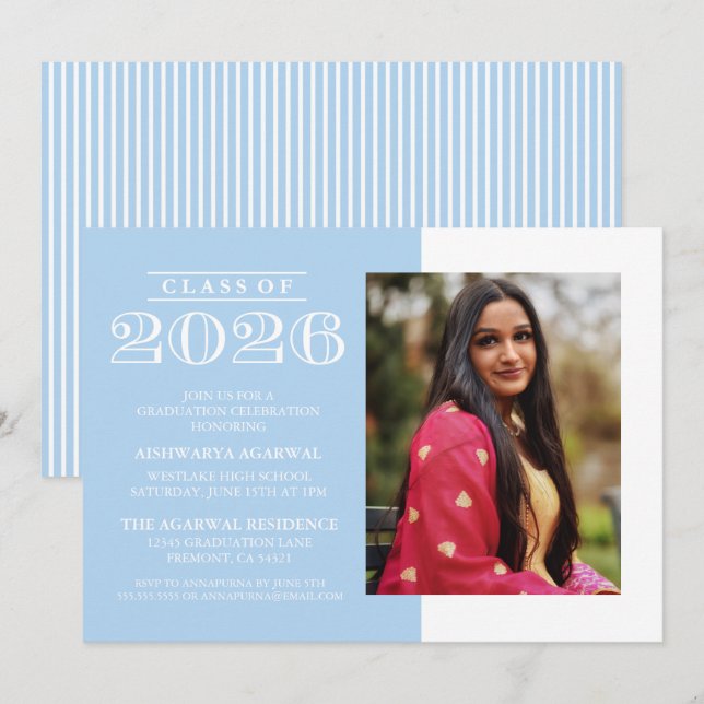 INVITATION DE FIN D'ÉTUDES PROMOTION 2026 CLASSIQU (Devant / Derrière)