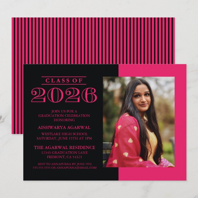 INVITATION DE FIN D'ÉTUDES PROMOTION 2026 CLASSIQU (Devant / Derrière)