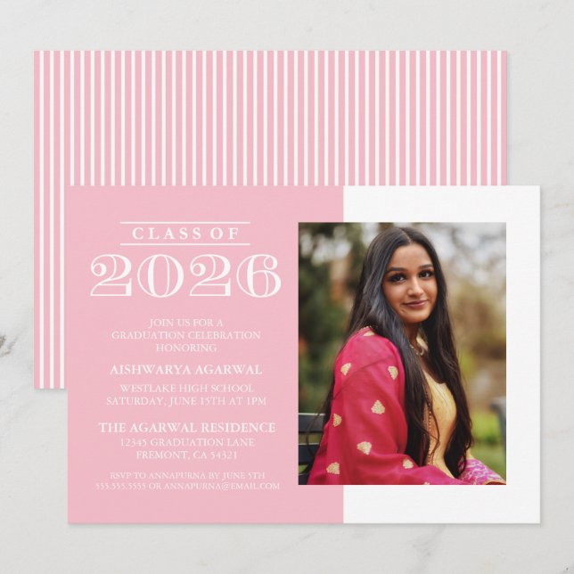 INVITATION DE FIN D'ÉTUDES PROMOTION 2026 CLASSIQU (Devant / Derrière)