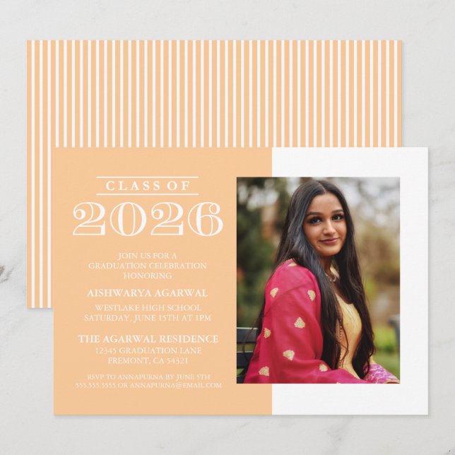 INVITATION DE FIN D'ÉTUDES PROMOTION 2026 CLASSIQU (Devant / Derrière)