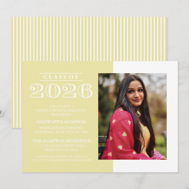 INVITATION DE FIN D'ÉTUDES PROMOTION 2026 CLASSIQU (Devant / Derrière)