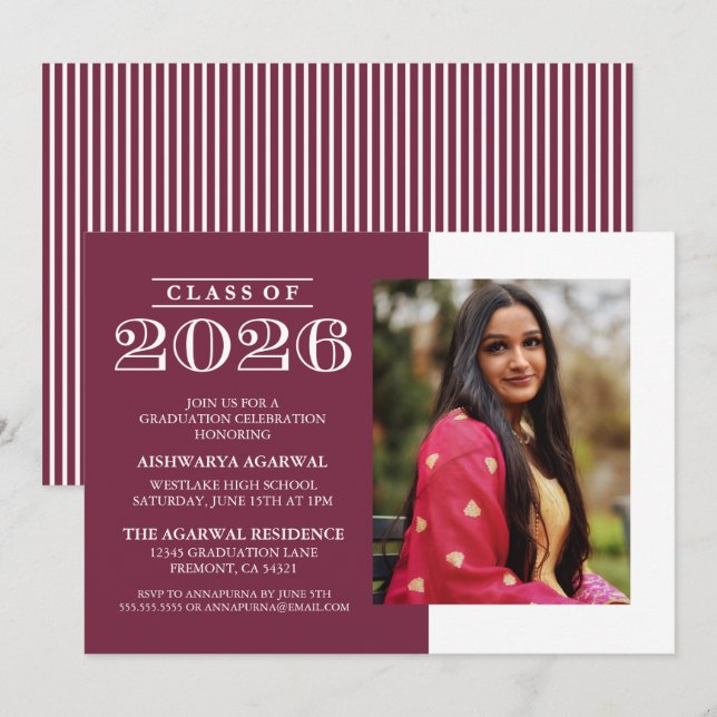 INVITATION DE FIN D'ÉTUDES PROMOTION 2026 CLASSIQU (Devant / Derrière)