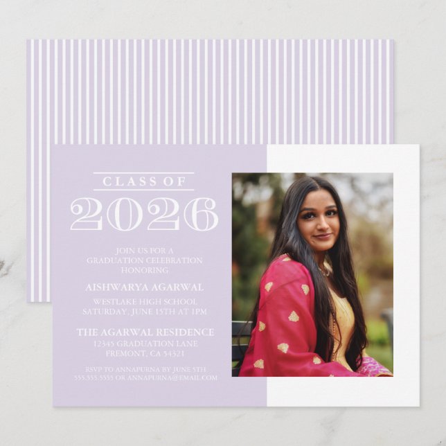 INVITATION DE FIN D'ÉTUDES PROMOTION 2026 CLASSIQU (Devant / Derrière)