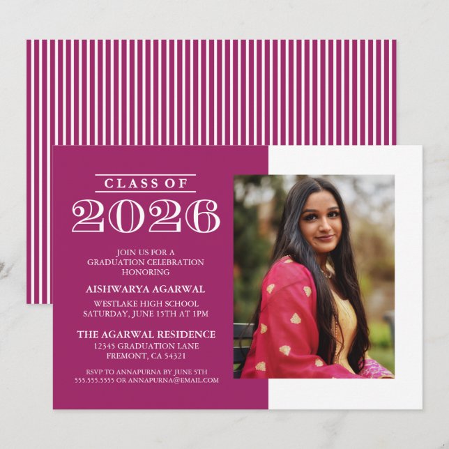 INVITATION DE FIN D'ÉTUDES PROMOTION 2026 CLASSIQU (Devant / Derrière)