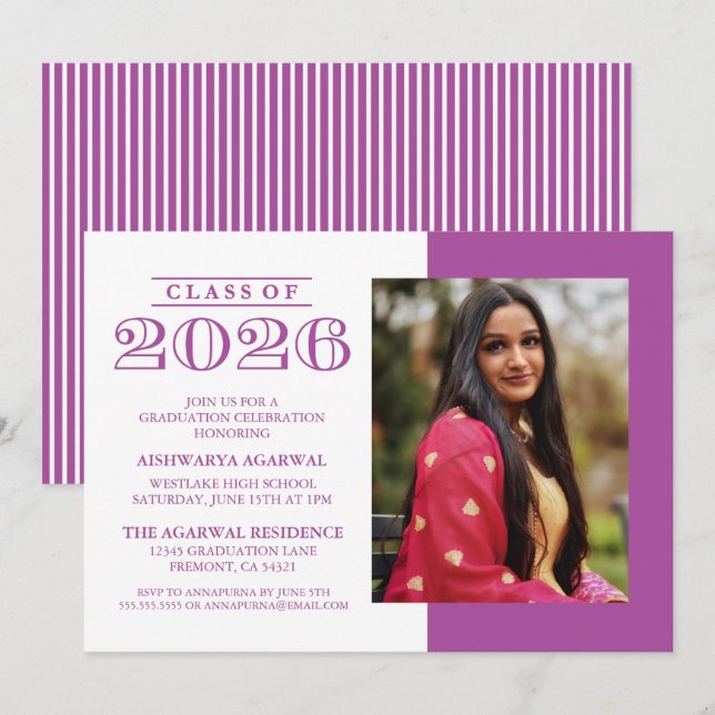 INVITATION DE FIN D'ÉTUDES PROMOTION 2026 CLASSIQU (Devant / Derrière)