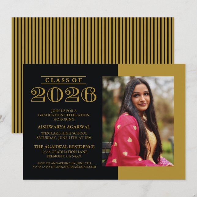 INVITATION DE FIN D'ÉTUDES PROMOTION 2026 CLASSIQU (Devant / Derrière)