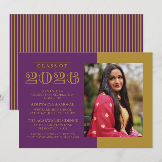 INVITATION DE FIN D'ÉTUDES PROMOTION 2026 CLASSIQU (Devant / Derrière)