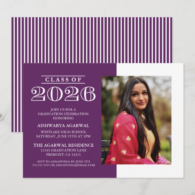 INVITATION DE FIN D'ÉTUDES PROMOTION 2026 CLASSIQU (Devant / Derrière)