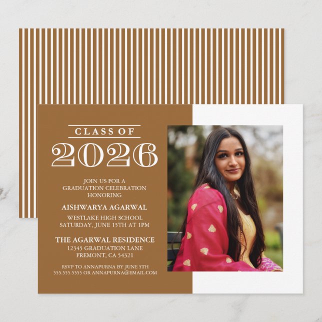 INVITATION DE FIN D'ÉTUDES PROMOTION 2026 CLASSIQU (Devant / Derrière)