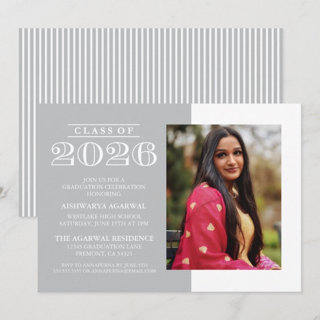 INVITATION DE FIN D'ÉTUDES PROMOTION 2026 CLASSIQU (Devant / Derrière)