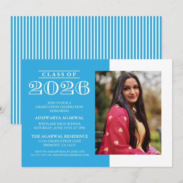 INVITATION DE FIN D'ÉTUDES PROMOTION 2026 CLASSIQU (Devant / Derrière)