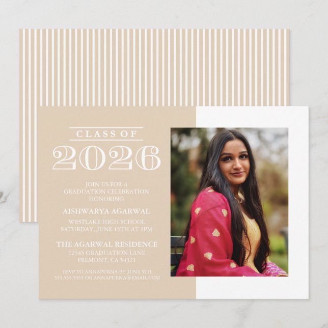INVITATION DE FIN D'ÉTUDES PROMOTION 2026 CLASSIQU (Devant / Derrière)
