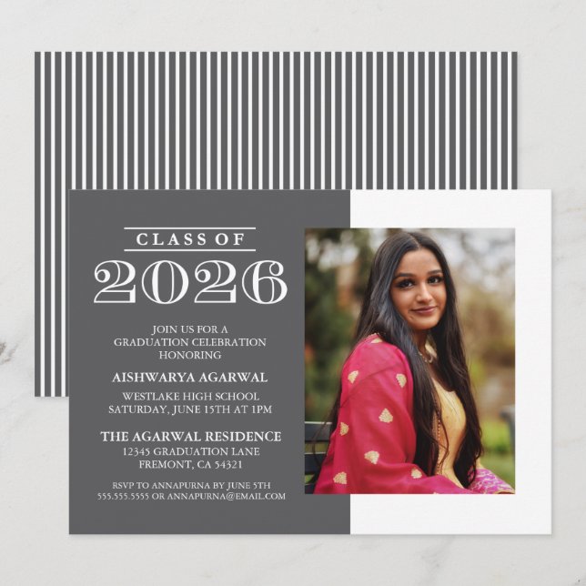 INVITATION DE FIN D'ÉTUDES PROMOTION 2026 CLASSIQU (Devant / Derrière)