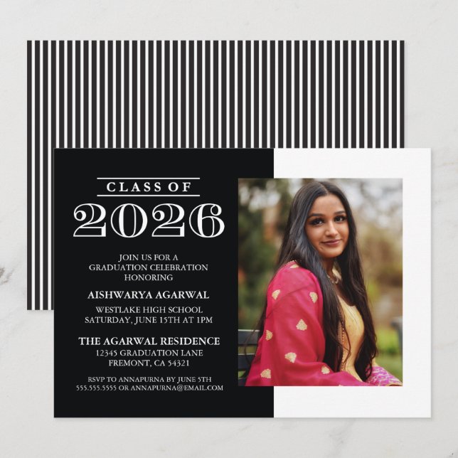 INVITATION DE FIN D'ÉTUDES PROMOTION 2026 CLASSIQU (Devant / Derrière)