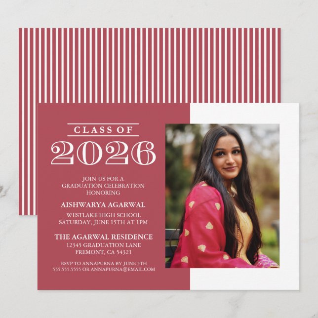 INVITATION DE FIN D'ÉTUDES PROMOTION 2026 CLASSIQU (Devant / Derrière)