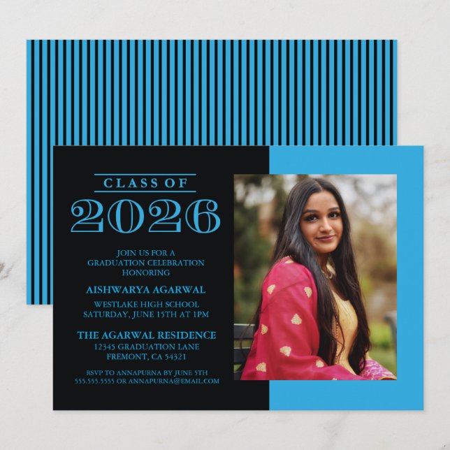 INVITATION DE FIN D'ÉTUDES PROMOTION 2026 CLASSIQU (Devant / Derrière)