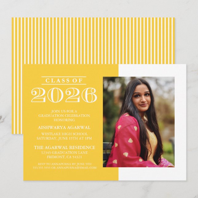 INVITATION DE FIN D'ÉTUDES PROMOTION 2026 CLASSIQU (Devant / Derrière)