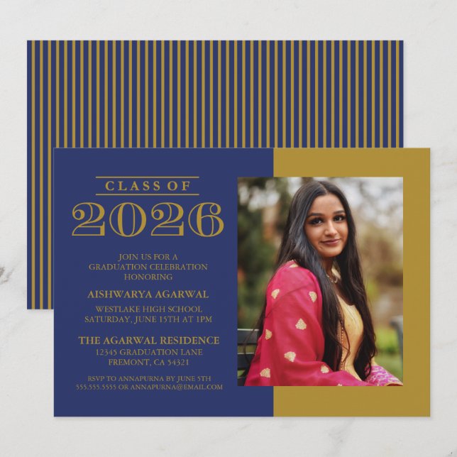 INVITATION DE FIN D'ÉTUDES PROMOTION 2026 CLASSIQU (Devant / Derrière)