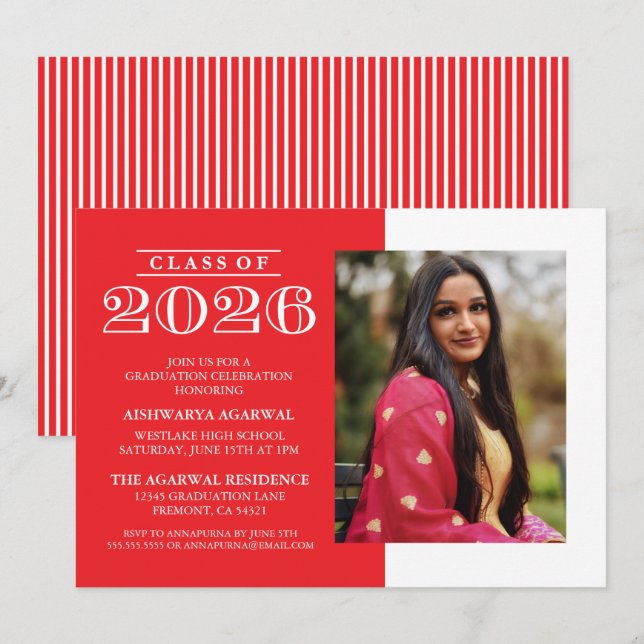 INVITATION DE FIN D'ÉTUDES PROMOTION 2026 CLASSIQU (Devant / Derrière)