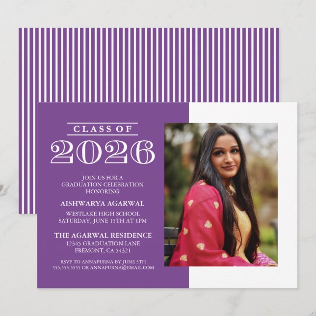 INVITATION DE FIN D'ÉTUDES PROMOTION 2026 CLASSIQU (Devant / Derrière)