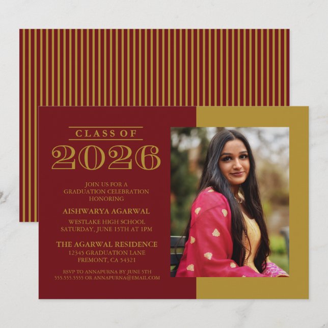 INVITATION DE FIN D'ÉTUDES PROMOTION 2026 CLASSIQU (Devant / Derrière)