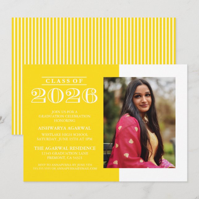 INVITATION DE FIN D'ÉTUDES PROMOTION 2026 CLASSIQU (Devant / Derrière)