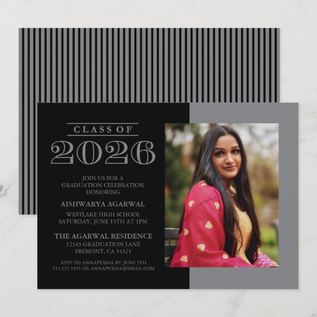 INVITATION DE FIN D'ÉTUDES PROMOTION 2026 CLASSIQU (Devant / Derrière)