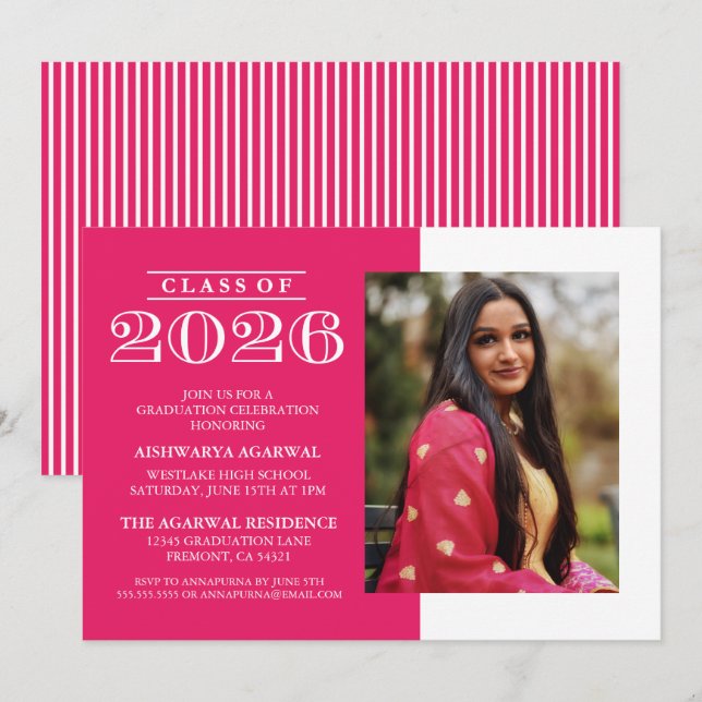 INVITATION DE FIN D'ÉTUDES PROMOTION 2026 CLASSIQU (Devant / Derrière)