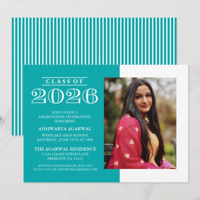 INVITATION DE FIN D'ÉTUDES PROMOTION 2026 CLASSIQU (Devant / Derrière)