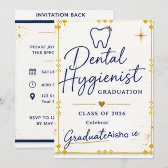 Invitation de fin d'études sur mesure pour hygiéni (Devant / Derrière)